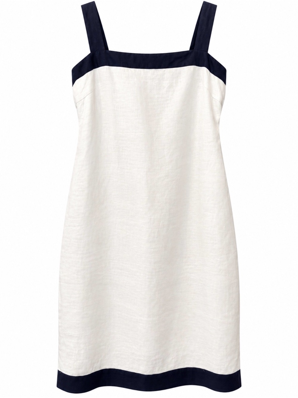 Ralph Lauren 100% Linen Navy & Ivory Sleeveless Shift Dress – Fully Lined Size 8